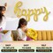 Gold “Happy Birthday” Script Balloon Banner – Cursive Foil Mylar Letters, Reusable Party Decoration for Kids, Adults, Men & Women (Gold)